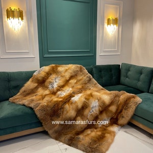 Full Skin Red FOX FUR throw,european Red fox,fur comforter,fur blanket,various colors,fur rug,fox fur throw,fur warmer