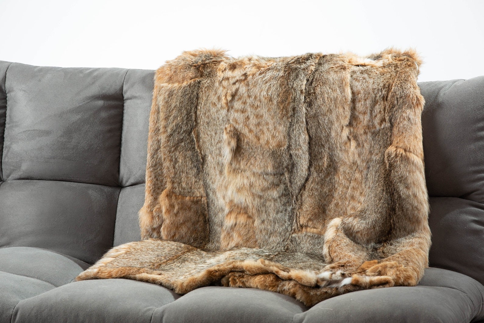 5stars Real Lynx fur throw/blanketluxury cashmere style back Etsy