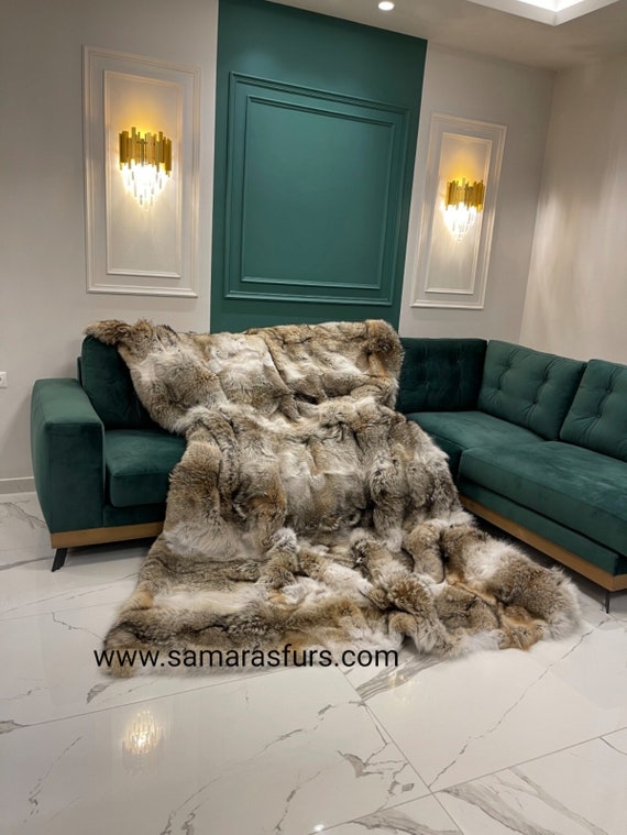 Real coyote fur blanket hotsell