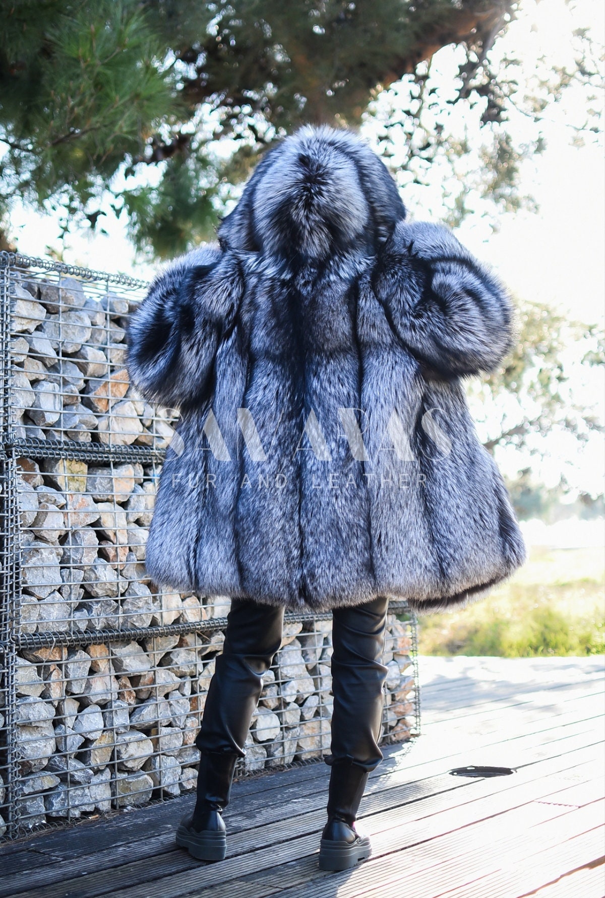 LUXURY SILVER FOX Fur Jacket With Whole Skins, Fur Jacket