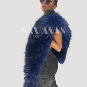 Ready to ship double face luxury Finn Raccoon Fur Boa,Blue colour 60inch,Fur stola,real fur Collar,Saga Furs Scarf Fur Stole,fur etol, gift
