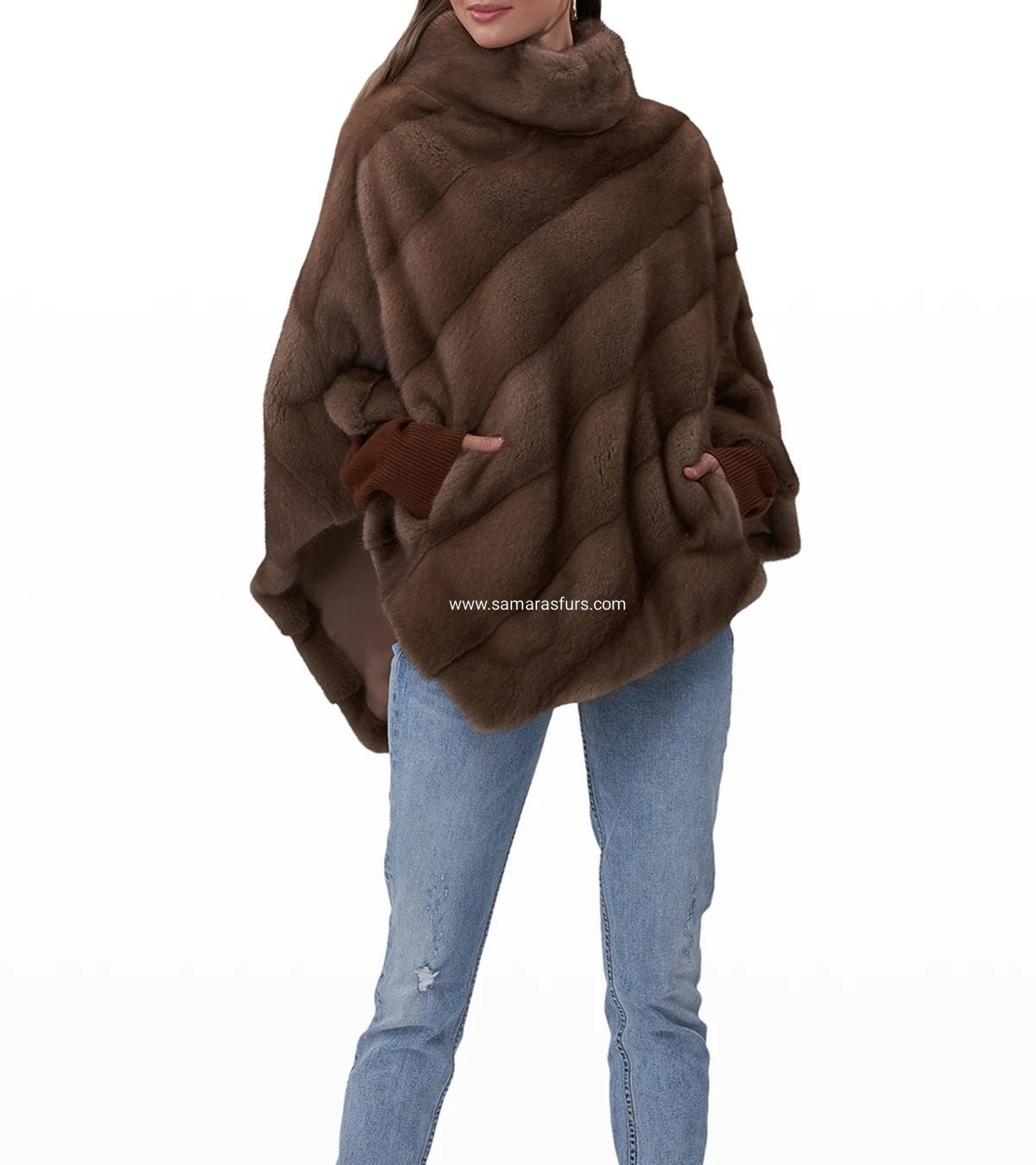 Real SCANDINAVIAN Pastel Mink Fur poncho capa con cuello piel de alta calidad chaqueta de piel de lujo piel real todas las personalizaciones disponibles regalo Etsy Mexico