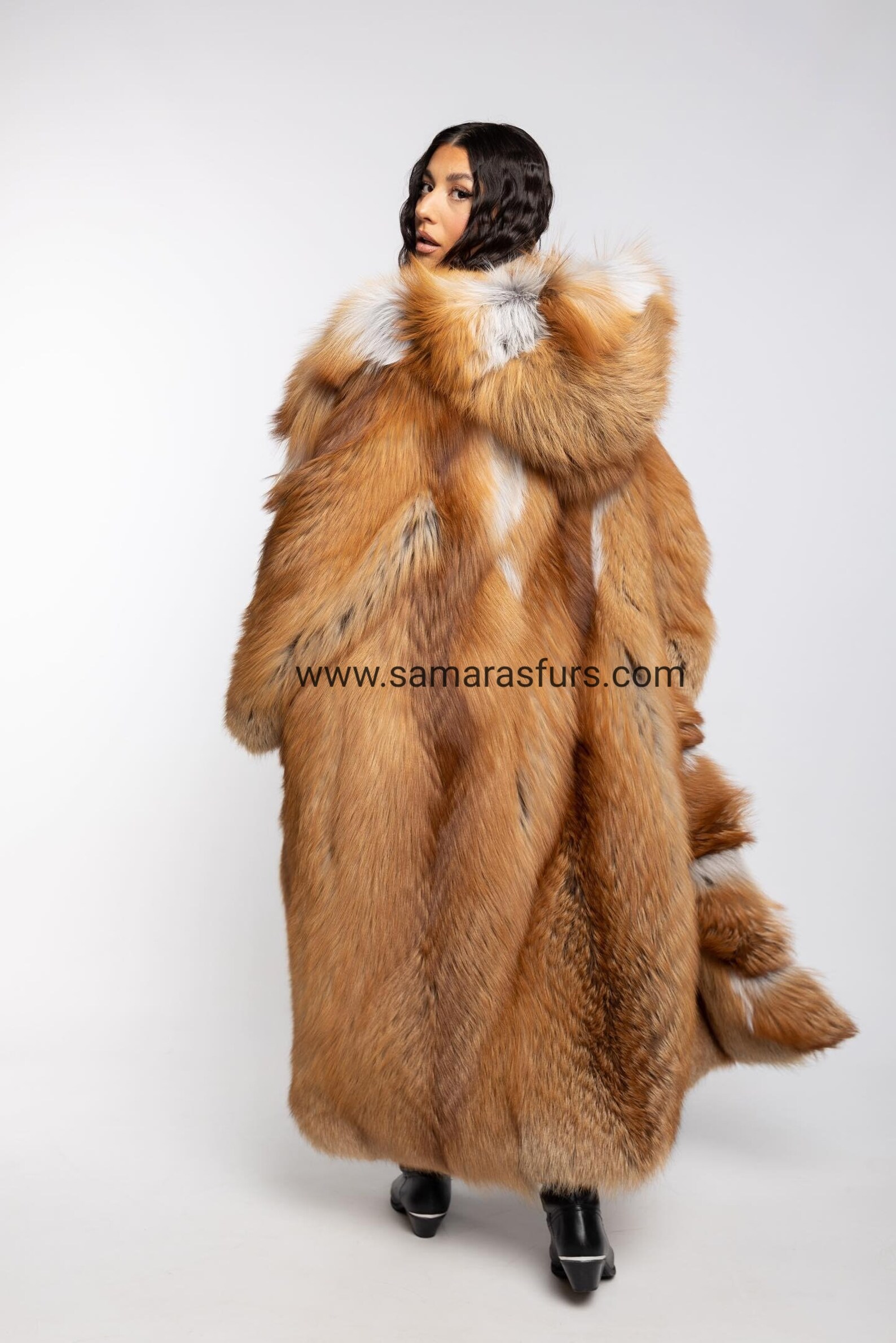 Luxury Fox Fur Full-Length Coat