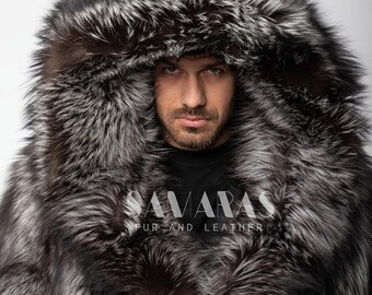 ジャケット・アウター HAIKARA Hood design jacket with fox fur Woman's Black Fox Fur Jacket With Hood - Day Furs