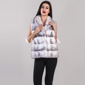 REAL MINK FUR Vest with small collar,full skin Fur vest, 3 colors available
