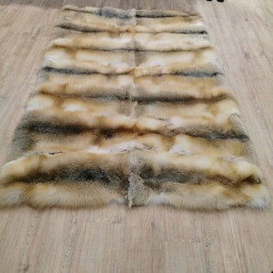 REAL FOX FUR throw full skin rug-comforter ,fur throw,fur blanket,various colors, fur rug, fox fur throw