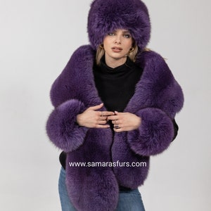 LUXURY FOX Fur BOA Set with fox hat and fox fur cuffs,full skin fox scarf,fox hat,fox cape,fur hat,fur cuff,hat,fur accessories,gift,collar