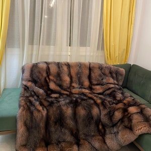 Real full skin Fox Fur throw,fur blanket,fox blanket, fox fur throw,real fur blanket, full skin fur throw, fur comforter, fur pillows, gift