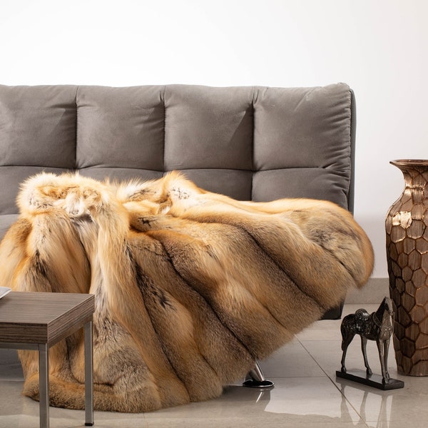 5stars full skin REAL FOX FUR throw,fur comforter,fur blanket,various colors, fur rug, fox fur throw,fur warmer,fur pillows