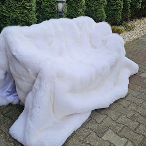 Scandinavian White Real full skin Fox Fur throw,fur blanket,fox fur throw,real fur blanket,full skin throw,fur comforter,fur pillows, gift