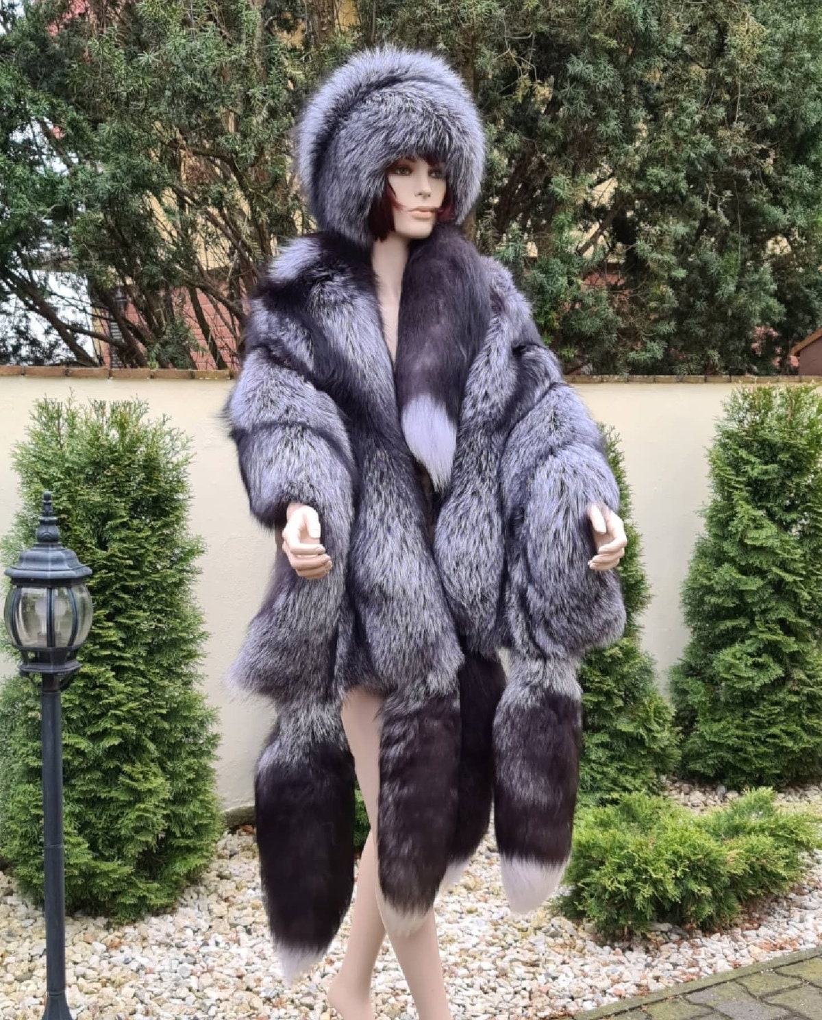 SILVER FOX Set Etol Cape and Hat With Whole Skins,fox Cape SILVER FOX Set Etol Cape and Hat With Whole Skins,fox Cape