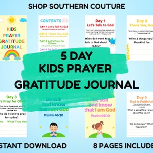 Kids Prayer & Gratitude Journal | 5-Day Printable Devotional | Fun Christian Activity for Kids | Digital Bible Pages for Children