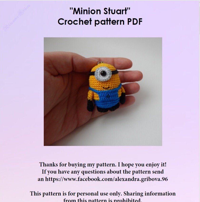 Pattern Minion Crochet Toy key chain Amigurumi Etsy