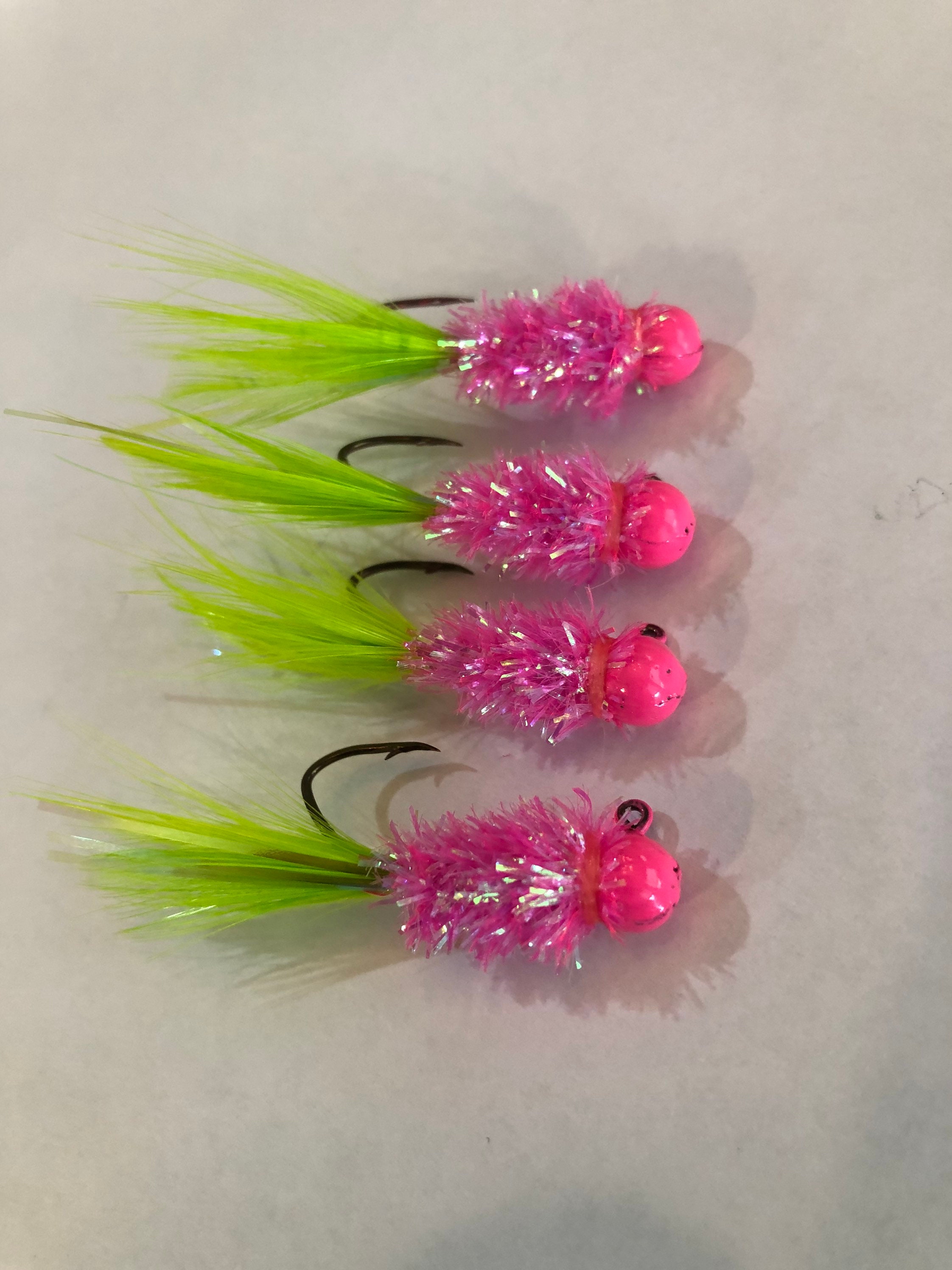 4 Jigs à Crappie Faits Main Par Shine - Hameçons #4 1/16oz, Queue De Veau