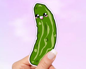 Kawaii Pickle Vinyl Sticker: Waterproof Laptop Decal