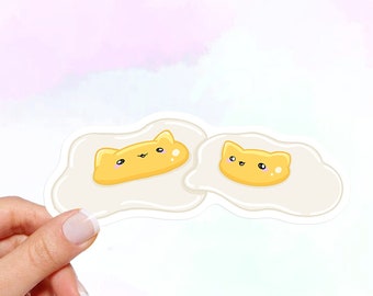 Egg Cats Vinyl Sticker: Waterproof Kawaii Decal