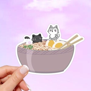 Kawaii Ramen Noodle Bowl Sticker: Waterproof Vinyl Decal