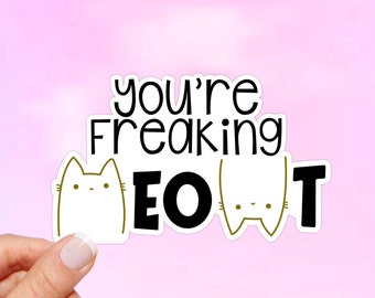 You're Freaking Meowt Vinyl Sticker: Funny Cat Kawaii Decal