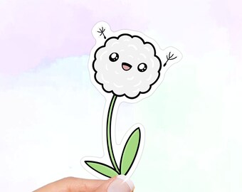 Kawaii Dandelion Vinyl Sticker: Waterproof Laptop Decal
