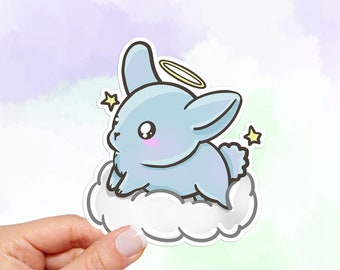 Rabbit Angel Waterproof Vinyl Sticker, Kawaii Art