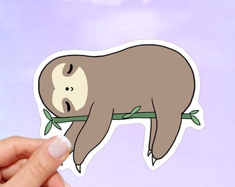 Kawaii Sloth Vinyl Sticker: Waterproof Laptop Decal