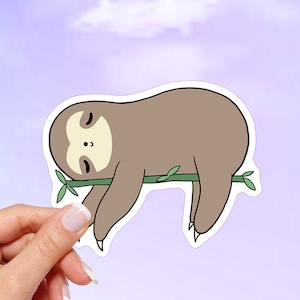 Kawaii Sloth Vinyl Sticker: Waterproof Laptop Decal