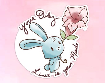 Rabbit with Flower Vinyl Sticker: Waterproof Car/Laptop Decal
