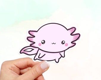 Kawaii Axolotl Vinyl Sticker: Waterproof Laptop Decal