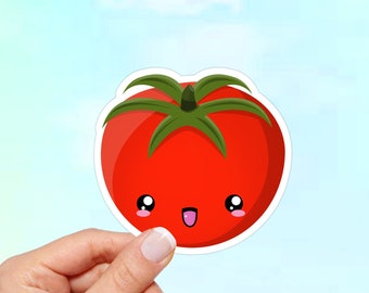 Kawaii Tomato Vinyl Sticker: Waterproof Laptop Decal