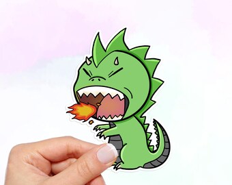 Green Fire Dragon Vinyl Sticker: Waterproof Laptop Decal