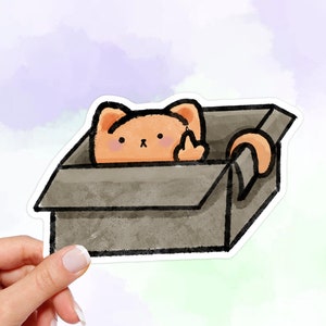 Funny Cat Middle Finger Vinyl Sticker - Hand Drawn Kawaii Art
