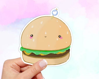 Burger Vinyl Sticker, Waterproof sticker, Laptop sticker, Car sticker, Water bottle sticker, Macbook sticker, Kawaii sticker