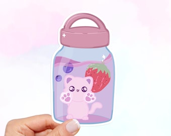 Kawaii Cat Vinyl Sticker: Waterproof Laptop, Car, Water Bottle Decal