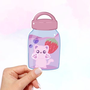 Kawaii Cat Vinyl Sticker: Waterproof Laptop, Car, Water Bottle Decal
