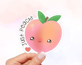 Kawaii Peach Vinyl Sticker: Waterproof Laptop, Car Decal