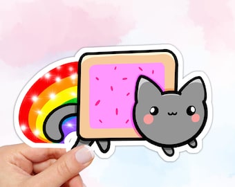 Nyan Cat Meme Vinyl Sticker, meme sticker, water bottle stickers, laptop stickers cute, waterproof sticker, car sticker