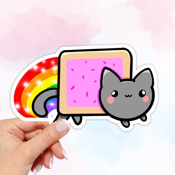 Autocollant en vinyle Nyan Cat Meme, autocollant meme, autocollants de bouteille d'eau, autocollants mignons pour ordinateur portable, autocollant étanche, autocollant de voiture