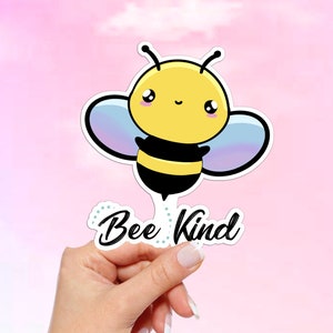 Bee Kind Vinyl Sticker: Waterproof Laptop/Car Decal