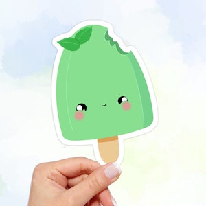 Mint Ice Cream Vinyl Sticker: Waterproof Kawaii Art