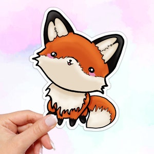 Orange Fox Vinyl Sticker, Kawaii stickers, water bottle sticker, cute fox, vinyl stickers, waterproof sticker, cat sticker