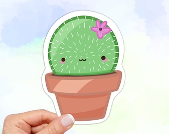 Kawaii Cactus Vinyl Sticker: Waterproof Laptop Decal