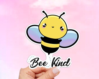 Bee Kind Vinyl Sticker, Waterproof sticker, laptop sticker, car sticker, water bottle sticker, Be Kind