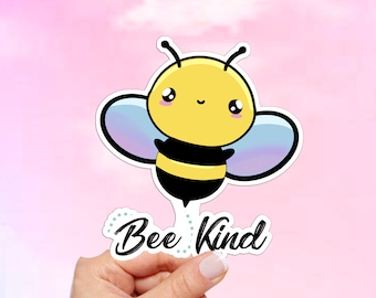 Bee Kind Vinyl Sticker: Waterproof Laptop/Car Decal