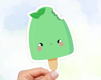 Mint Ice Cream Vinyl Sticker: Waterproof Kawaii Art