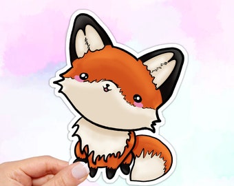 Orange Fox Vinyl Sticker: Kawaii Waterproof Decal