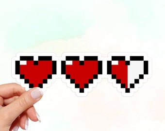 8-Bit Heart Container Vinyl Sticker: Waterproof Laptop/Car Decal