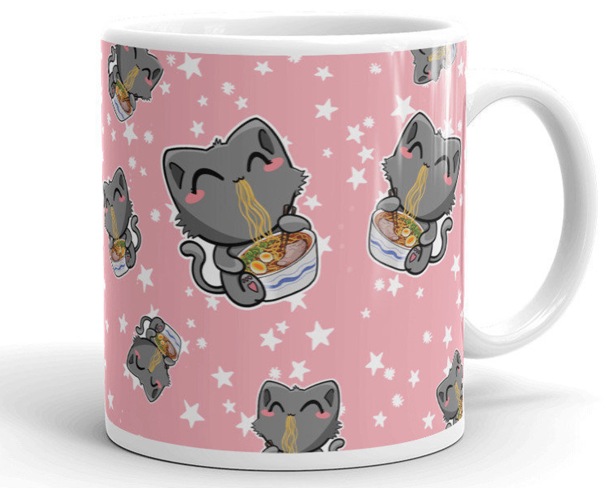 Discover Ramen Noodle Cat Coffee Mug, Ramen noodle cat coffee cup, Kawaii Coffee Mug