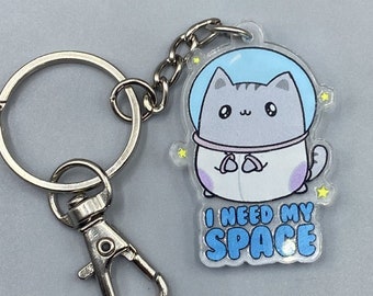 Space Cat Keychain, Kawaii Keychain
