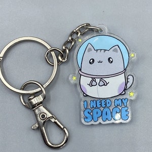 Space Cat Keychain, Kawaii Keychain