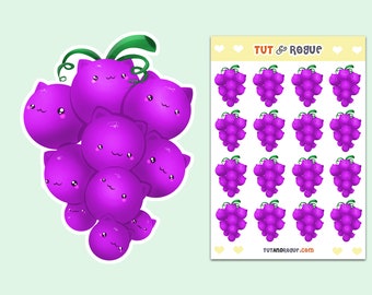 Grape Sticker Sheet, Cat Stickers